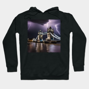 Iconic World Landmarks During A Thunderstorm : Tower Bridge London Hoodie